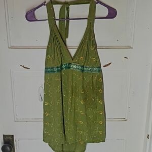 Elegant Olive Green Camisole with Floral Embroidery